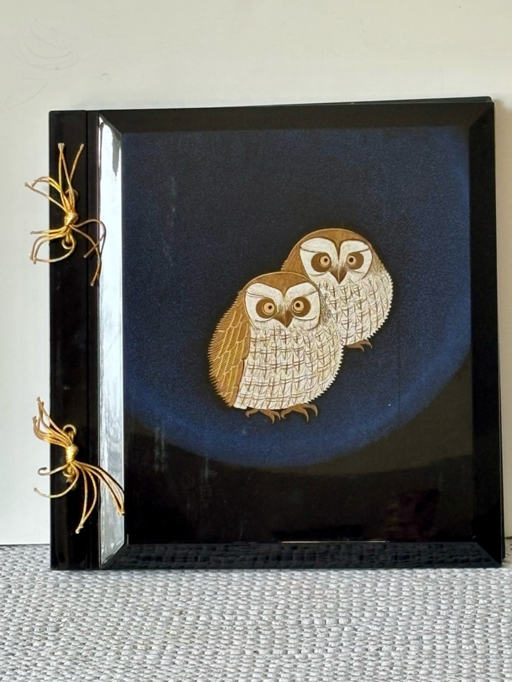 Vintage Black and Gold Owl Wall Plaque